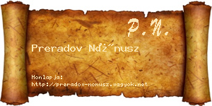 Preradov Nónusz névjegykártya